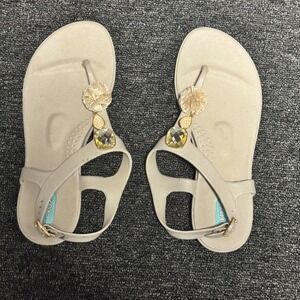 Oka b Women's Beige Embellished Thong Sandals Size EU 38 US 8 Summer Boho Chic